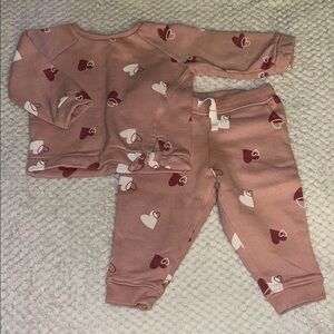 Kids Pink Heart Sweat Set